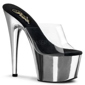 Transparent 18 cm ADORE-701 Chrome Plateforme Mules Chaussures
