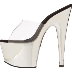 Transparent 18 cm ADORE-701 Chrome Plateforme Mules Chaussures