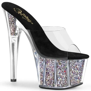 Transparent 18 cm ADORE-701CG-2 mules talons hauts de pole dance