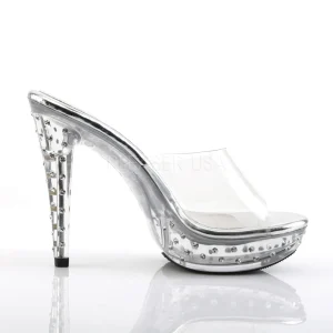 Transparent 14 cm COCKTAIL-501SDT Mules Haut Talon Glitzee