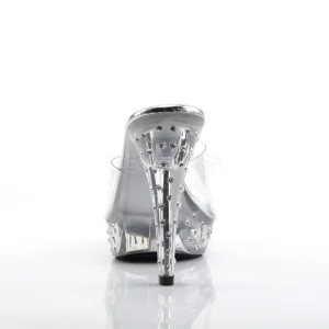 Transparent 14 cm COCKTAIL-501SDT Mules Haut Talon Glitzee