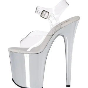 Transparent 20 cm FLAMINGO-808 Talons Aiguilles Chrome Plateforme