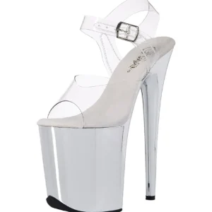 Transparent 20 cm FLAMINGO-808 Talons Aiguilles Chrome Plateforme