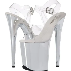 Transparent 20 cm FLAMINGO-808 Talons Aiguilles Chrome Plateforme