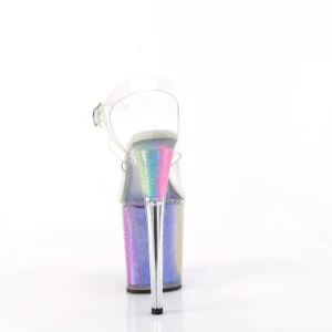 Transparent 20 cm FLAMINGO-808RG-01 hauts talons avec plateforme glitter