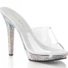 Transparent 13 cm LIP-101DM Mules Haut Talon Glitzee