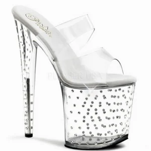 Transparent 20 cm Pleaser STARDUST-802 Strass Plateforme Mules Hautes