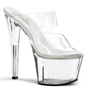 Transparent 18 cm SKY-302 Plateau Mules Talons Hauts