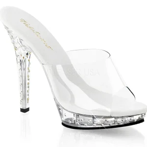 Transparent Strass Platform 13 cm LIP-101SDT Mules Talons Hauts