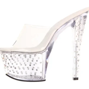 Transparent Strass Platform 18 cm STARDUST-701 Mules Talons Hauts