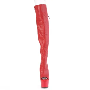 Vegan 18 cm ADORE-3019 talons hauts bottes cuissardes bout ouvert avec lacets rouges