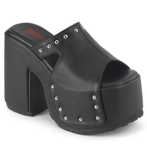 Vegan 13 cm CAMEL-109 mules plateforme épais talon haut chunky heels noires