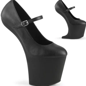 Vegan 20 cm CRAZE-880 Heelless escarpins pony talons noires