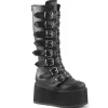 Vegan 9 cm DAMNED-318 plateforme bottes hautes femme à boucles noir