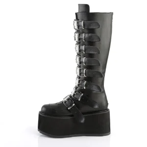 Vegan 9 cm DAMNED-318 plateforme bottes hautes femme à boucles noir