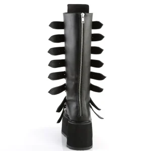 Vegan 9 cm DAMNED-318 plateforme bottes hautes femme à boucles noir