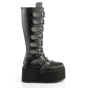 Vegan 9 cm DAMNED-318 plateforme bottes hautes femme à boucles noir