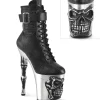 Vegan 20 cm RAPTURE1020STR bottines à talons hauts crâne