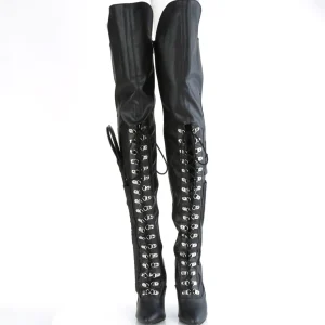 Vegan 13 cm SEDUCE-3082 cuissardes pour homme et drag queens en noires