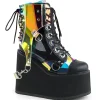 Vegan 14 cm SWING-115 plateforme bottines femmes avec boucles noir