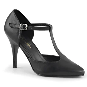 Vegan 10 cm VANITY-415 escarpins à talon aiguille t-strap noires