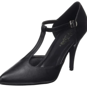 Vegan 10 cm VANITY-415 escarpins à talon aiguille t-strap noires