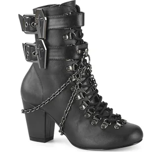 Vegan 7,5 cm VIVIKA-128 Bottines victoriennes à talons épais