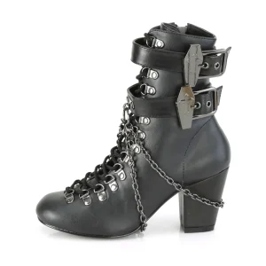 Vegan 7,5 cm VIVIKA-128 Bottines victoriennes à talons épais