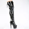 Verni 18 cm ADORE-3022 bottes cuissardes à lacets noirs