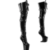 Verni 20 cm CRAZE-3028 Heelless overknee bottes pony talons noires