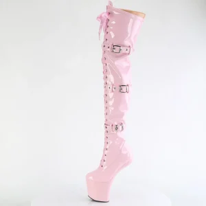 Verni 20 cm CRAZE-3028 Heelless overknee bottes pony talons rose