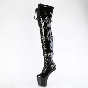Verni 20 cm CRAZE-3028 Heelless overknee bottes pony talons noires