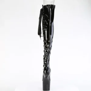 Verni 20 cm CRAZE-3050 Heelless overknee bottes pony talons noires