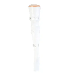 Verni 20 cm CRAZE-3028 Heelless overknee bottes pony talons blanc