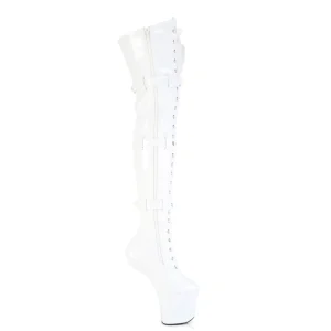 Verni 20 cm CRAZE-3028 Heelless overknee bottes pony talons blanc