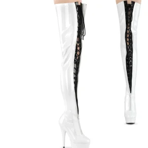Verni 15 cm DELIGHT-3027 bottes cuissardes à lacets blanc