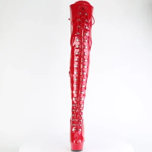 Verni 15 cm DELIGHT-3022 bottes cuissardes à lacets rouge