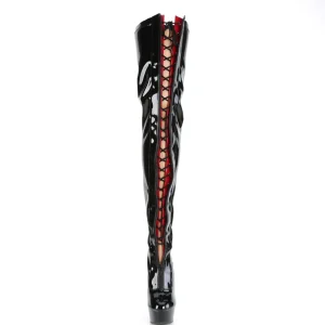 Verni 15 cm DELIGHT-3027 bottes cuissardes à lacets noirs
