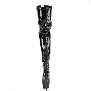 Verni 15 cm DELIGHT-3027 bottes cuissardes à lacets noirs