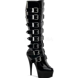 Verni 15 cm DELIGHT-2049 plateformes bottes à boucles pour femmes