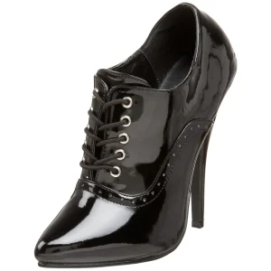 Verni 15 cm DOMINA-460 escarpins talons oxford à lacets noir