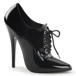 Verni 15 cm DOMINA-460 escarpins talons oxford à lacets noir