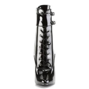 Verni 15 cm DOMINA-1023 fétiche bottines à talons aiguilles noirs