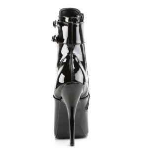Verni 15 cm DOMINA-1023 fétiche bottines à talons aiguilles noirs