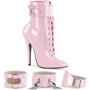Verni 15 cm DOMINA-1023 fétiche bottines à talons aiguilles roses