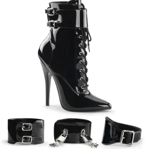 Verni 15 cm DOMINA-1023 fétiche bottines à talons aiguilles noirs