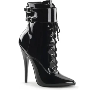 Verni 15 cm DOMINA-1023 fétiche bottines à talons aiguilles noirs