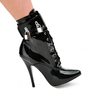 Verni 15 cm DOMINA-1023 fétiche bottines à talons aiguilles noirs