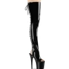 Verni 20 cm FLAMINGO-3017 bottes cuissardes à lacets noirs