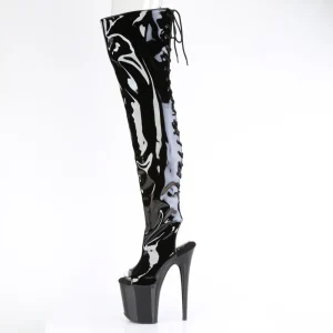 Verni 20 cm FLAMINGO-3017 bottes cuissardes à lacets noirs